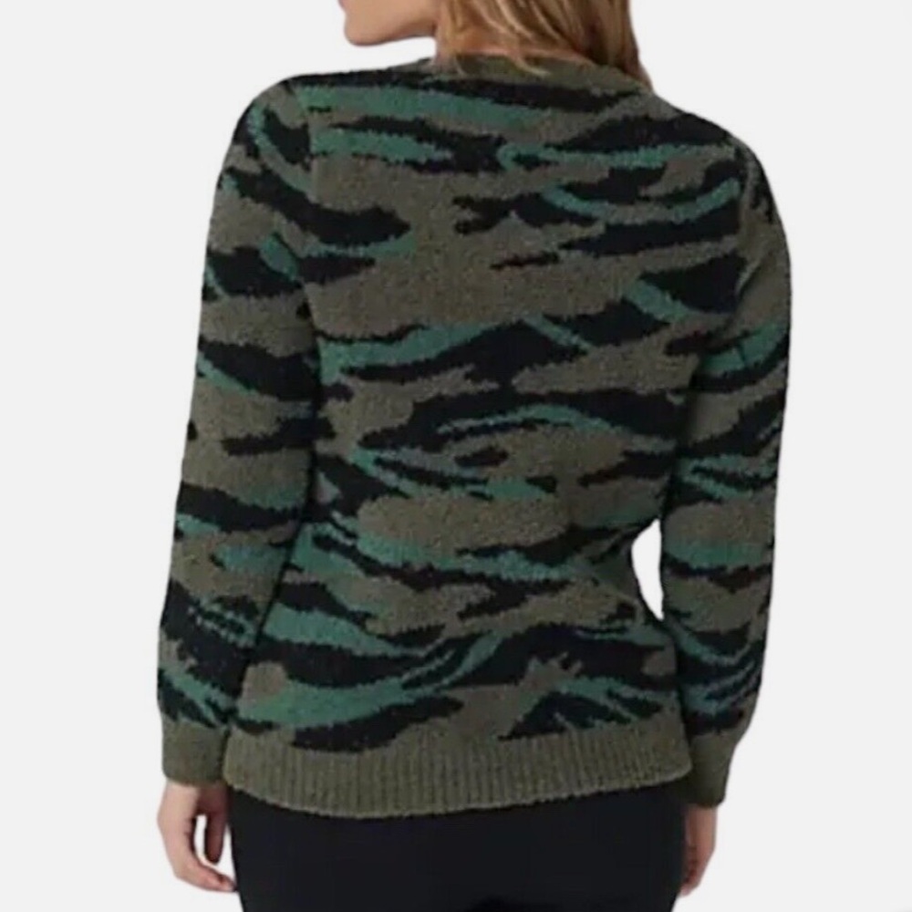 Barefoot Dreams Seaside Crew Neck Pullover Dark Green/Black Camo Sweater size 3X - Picture 4 of 8